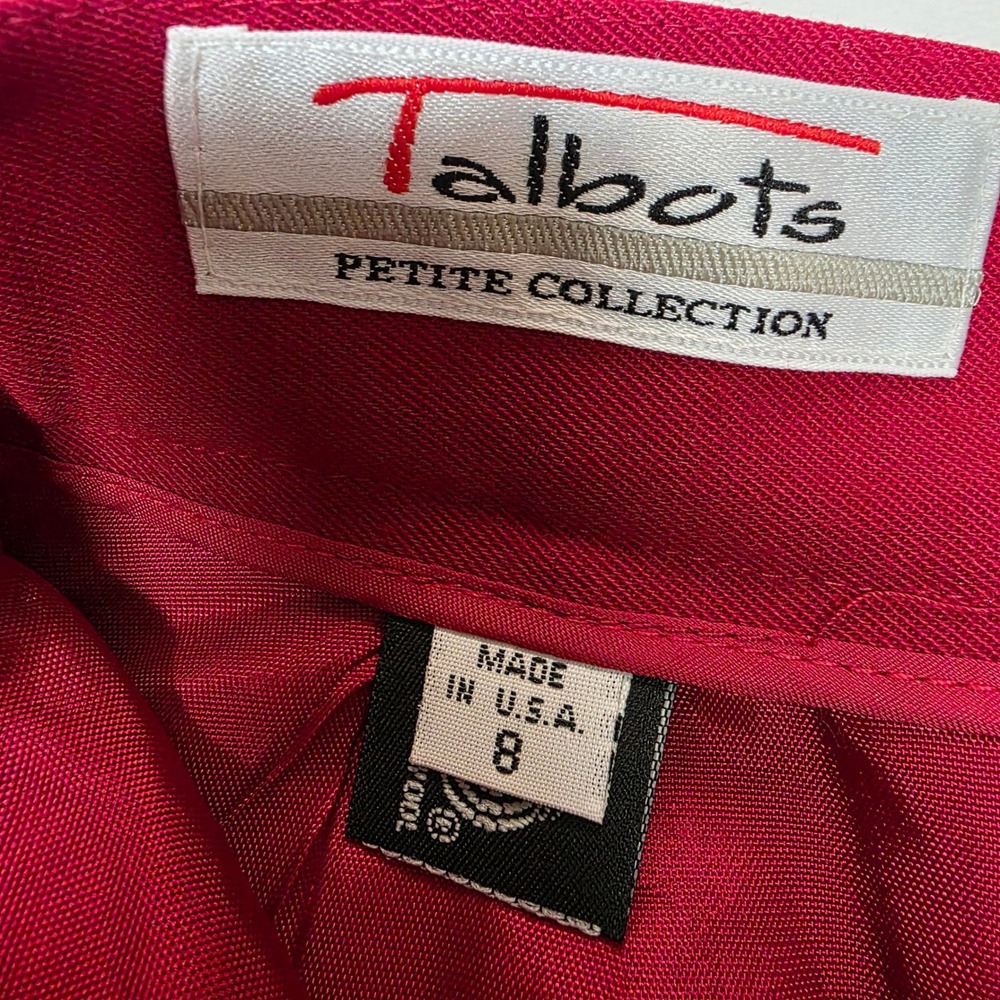 Talbots Petite Red 100% Pure Wool Faux Wrap Midi Skirt Pockets Lined Size 8P EUC - Picture 5 of 7